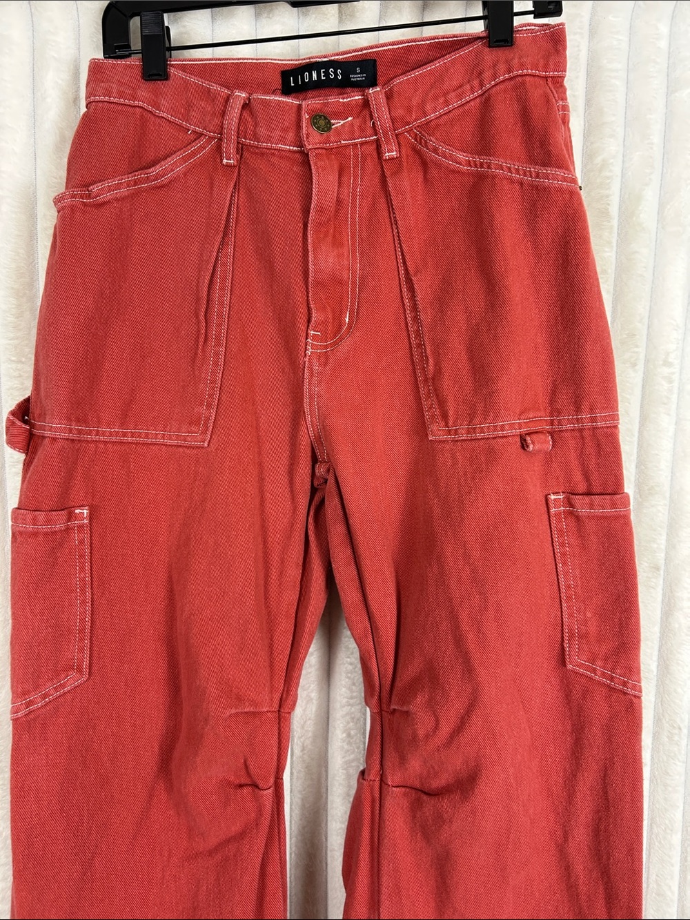 Lioness Miami Vice faded Red Cargo Carpenter Pants sz S - Picture 4 of 9